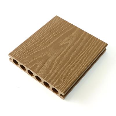 China Eco-friendly Compound PVC Exterior Composite Soft Interlock Anti-Slip Resistance Crack Wood Grain Waterproof Decking for sale