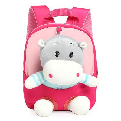 China Custom Split Detachable 3D Plush Toys Lovely Hippo Toddler Kindergarten Bag Boys Girls Kids Backpack Children Plush School Bag for sale