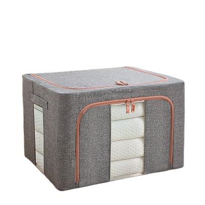 China Custom Folding Oxford Cloth Steel Frame Household Matching Case Covers Closets Clothing Cotton Organizer Bag Folding Storage Canvas Box for sale