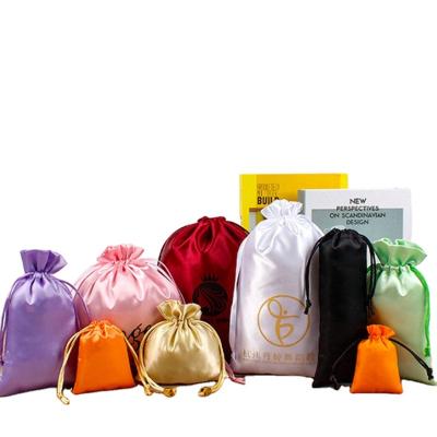 China Factory Price Dustproof Drawstring Jewelry Bags Gift Pouch Custom Made Satin Silk Cheap Luxury Wholesale Smooth Pouches for sale