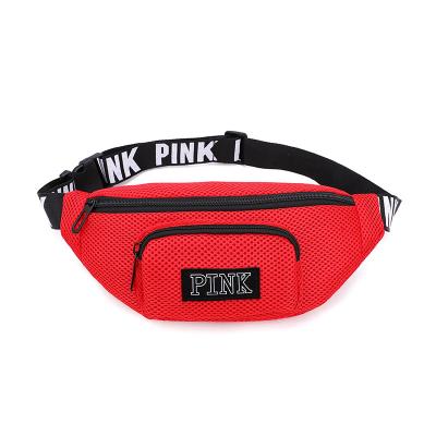 China Custom Logo Fashion PINK Anti-theft Bags Sports Multifunctional Running Bag Mesh Bumbag Mobile Phone Fanny Pack Crossbody Waist Bag for sale