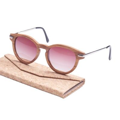 China Fashion Fashing Zebra Frame Metal Displacement Wood Temples Round Polarized Lens Men Women Round Wooden Sunglasses for sale