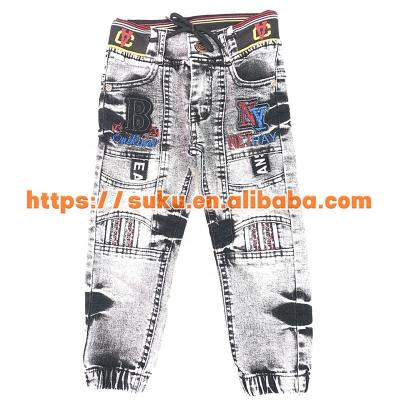 China Breathable Warm Mockup Kids Clothing Splicing Jeans Washed Pants Kids Boys Jeans for sale