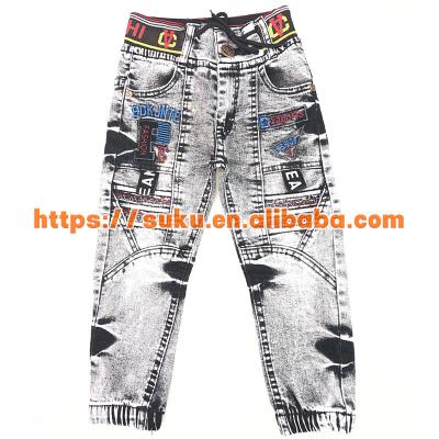 China Breathable Warm Mockup Kids Clothing Splicing Jeans Washed Pants Kids Boys Jeans for sale