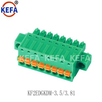 China 3.81 Pitch Male Female Terminal Connector Plug Push Wire Spring Terminal Block 3.5mm With Flange Screw Socket Connector Cable KF2EDGKDM-3.5/3.81 for sale