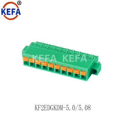 China Spring Plug In Press Connector 5.08mm Pitch Terminal Block Male Female Connector With Fixing Screw Cable Connector Plug KF2EDGKDM-5.0/5.08 for sale