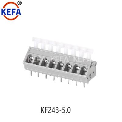 China 5.0mm Pitch Connector Aligned Row Pin Header 45deg Gradient Flange Dual Terminal KF243-5.0 KF243-5.0 for sale