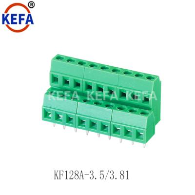 China PCB Screw Terminal Block, 3.5mm Pitch, Vertical Rising Flange Connector, Up Offset KF128A-3.5/3.81 for sale