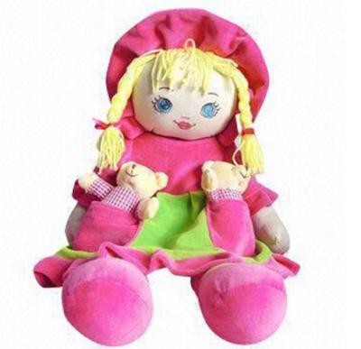 China Custom Realistic Cute Cartoon Toy BSCI Factory Girl Rag Doll Plush Stuffed Toy for sale