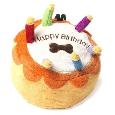 China Sustainable Pet Toy Factory Custom Stuffed Happy Birthday Squeaky Cake Dog Toy for sale