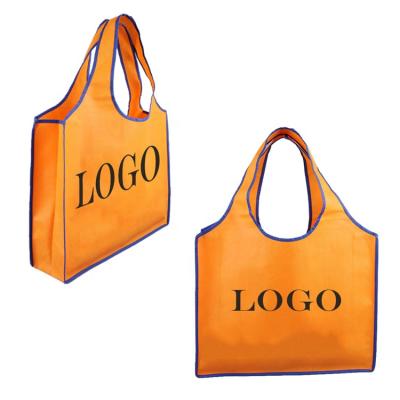 China Eco-friendly Orange Non-woven Non-woven Vest Tote Bag Fashion Handle Shopping Bag Slogan Handbag Pla Small Large for sale