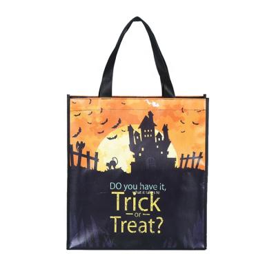 China Eco-friendly Reusable Grocery Shopping Bag Gift Full Color Printed Non Woven Laminated Bag Kids Halloween Bags for sale