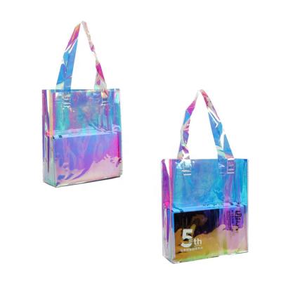 China Custom Recycled Waterproof Neon Jelly Tote Bag Plastic Bag Colorful Shiny Luxury Reusable Shopping Bag PVC Beach Bag Packaging for sale