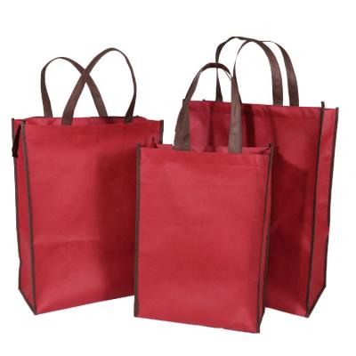 China Eco Durable Custom Size Fashion Design Tote Bags Burgundy Non Woven Shopping Bag Reusable With Zipper for sale