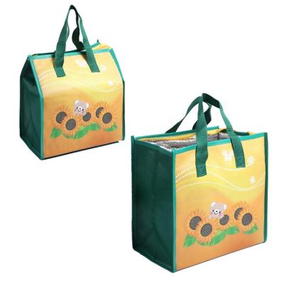 China Thermal Flower Logo Shopping Tote Bag PP Woven Cooler Bag Lunch Cooler Leisure Food Waterproof Active Bag for sale