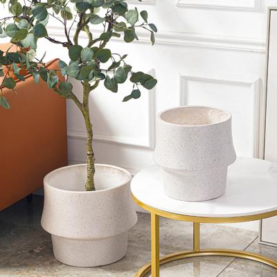 China Modern Minimalist Large Flowerpot Indoor Outdoor Home Garden Decorative Fiber Clay Flower Pots For Balcony for sale