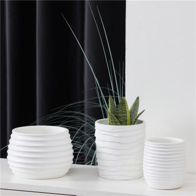 China Modern Outdoor White Succulent Pot Bonsai Decoration Indoor Garden Planter Cheap Concrete Flower Pots for sale