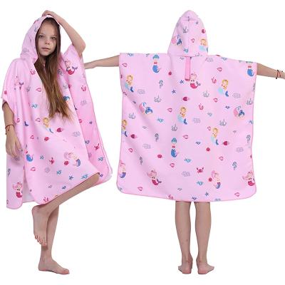 China Lightweight Compact Kids Hooded Bath Towel Quick Dry Microfiber Tablets for sale