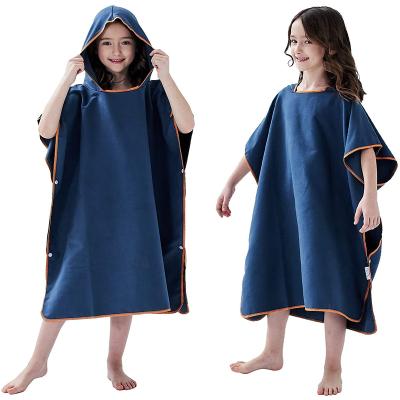 China Quick Dry Lightweight Compact Kids Microfiber Poncho Kids Towel Poncho Towel Tablets for sale