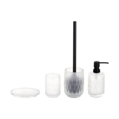 China Luxurious Glass Bath Accessories Set With Sustainable Frosted White for sale