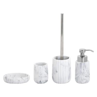 China Marble Print pattern Polyresin Bathroom Accessories With vertical stripe for sale