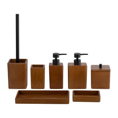 China Square Shape Walnut Wood Bathroom Accessories Sets Bathroom Vanity Sets For Bathroom for sale