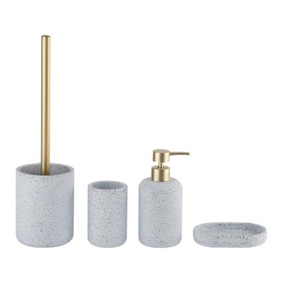 China Blue Terrazzo Bathroom Accessories OEM Round Shape With Mat Gold Parts for sale