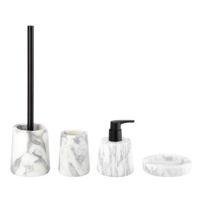 China Grand Flower conjunto de accesorios de baño de mármol blanco con partes negras en venta