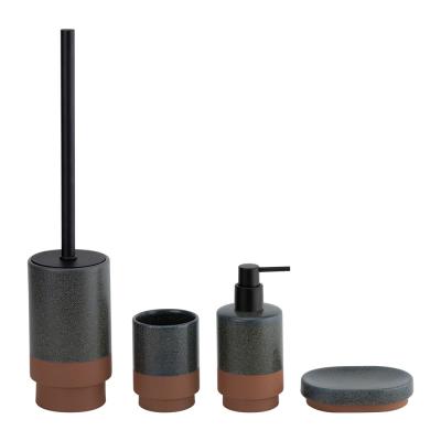 Cina Accessoiri da tavolo da bagno in ceramica Set di forma rotonda Bicolore nero Dispensatore di sapone Pompa Prodotti per la casa in vendita