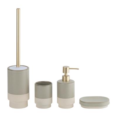 Cina Accessori di bancone di bagno in ceramica Set di forma rotonda Dispensatore di sapone a due colori Dispensatore di sapone a due colori Prodotti domestici in vendita