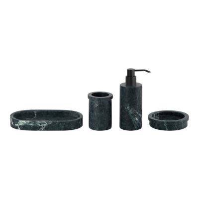 China Natuur Marmeren badkamer set ronde grote bloem groene marmeren handzeep dispenser badkamer countertop accessoires set Te koop