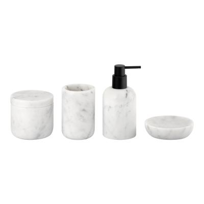 Cina Kalala accessori da bagno in marmo bianco set a forma rotonda con pompa nera marmo sapone dispenser in vendita