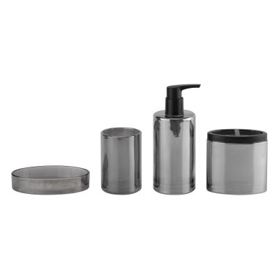 China Black Nickel Glass Bathroom Accessories Sets Round Shape Ion Plating Effect Glass Soap Dispenser for sale