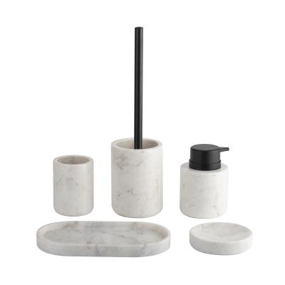 Cina Accessori in marmo naturale composti in forma rotonda con kalala spazzolone per mani in marmo bianco accessori da bagno di lusso in vendita