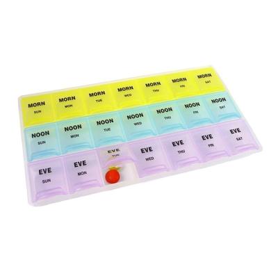 China Pill Container Pill Case 3 Times A Day Plastic Weekly Pill Box 7 Day Travel Pill Case Plastic Pill Container for sale