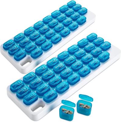 China Eco-Friendly Weekly Pill Organizer 31 Day Pill Organizer with Daily Portable Pop-Up Pods to hold medication, vitamins, supplements, or prescriptions for work for sale