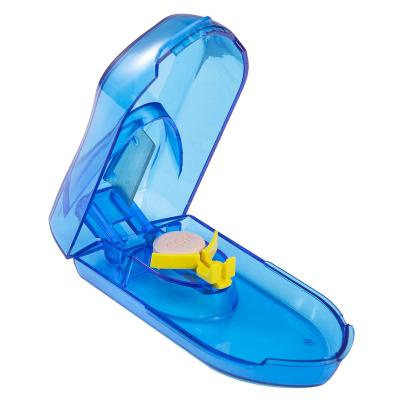 China Pill Storage Pill Splitter Pill Cutter Easily Crush Medicine Tablets and Vitamins Wholesale Pill Cutter Box Blue Color for sale