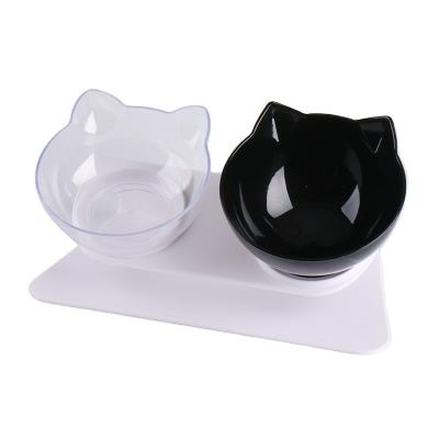 China Removable and Washable Pet Supplies Automatic Plastic Expanded Water Bowl Pet Feeder Transparent Double Food Bowl for Cat and Dog for sale