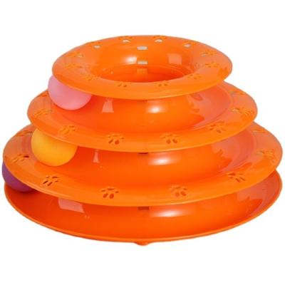 China Stocked Plastic Cat Turntable Three-Layer Ball Tracking Ball Pet Lifting Toys Factory Direct Sales Cat Toys for sale