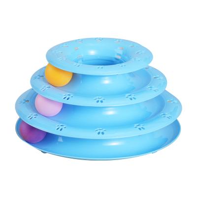 China Stocked Plastic Cat Turntable Three-Layer Ball Tracking Ball Pet Lifting Toys Factory Direct Sales Cat Toys for sale