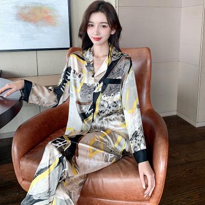 China High quality QUICK DRY sublimation striped silk sleepwear sexy women 2022 pajamas set for sale