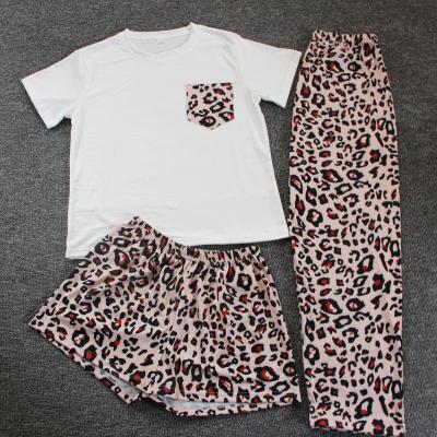 China New Arrival Women Shorts Pajamas Leopard Print QUICK DRY Pants Home Wear Women Clothing 3 Piece Set for sale