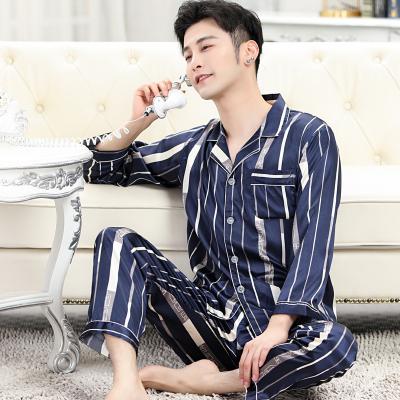 China Wholesale QUICK DRY Pajamas Silk Men's Pajamas Sleepwear Lounge Wear Pijamas Long Sleeve Print Pajamas Set For Men for sale