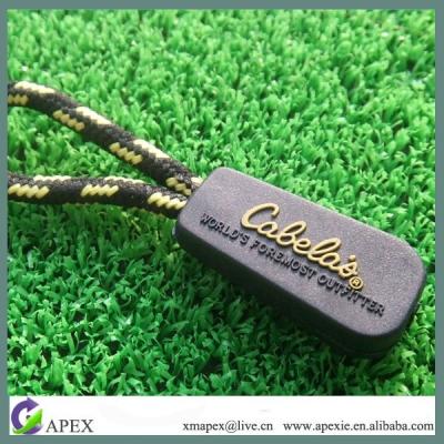 China Sportswear Nickel Free Plastic Logo Zipper Rubber PVC Pull Tag for sale