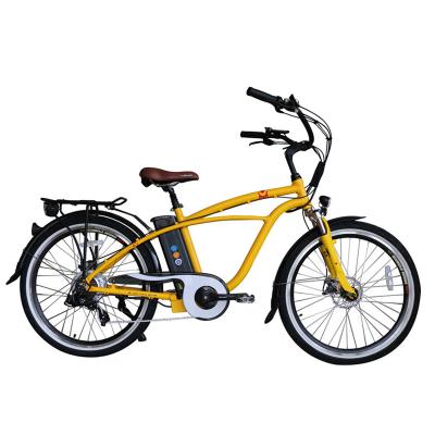 China Aluminum Alloy 48V 500W Bafang Motor Beach Cruiser Electric Bicycle Bike with Double Disc Brakes and LCD Display for sale