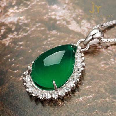 China Wholesale FASHIONABLE Women's Jewelry Gift Alloy Plated Tear Drop Green Agate Pendant Charms for sale