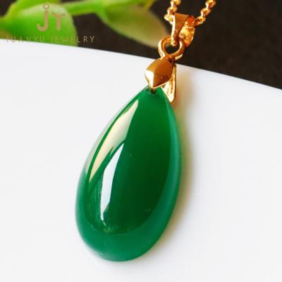 China Promotional Children's Women's Jewelry Green Agate Stone Water Drop Pendant TRENDY for sale