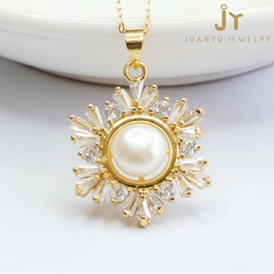 China Fashionable Women Jewelry Snowflake Alloy Plated Pearl Snowflake Pendant Charm for sale