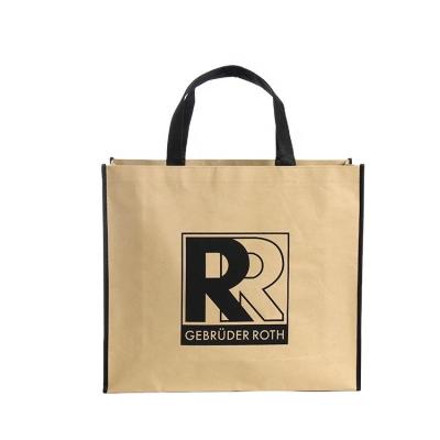 China Solid Gold Logo CMYK OEM 120gsm Non Woven Paper Bag for sale