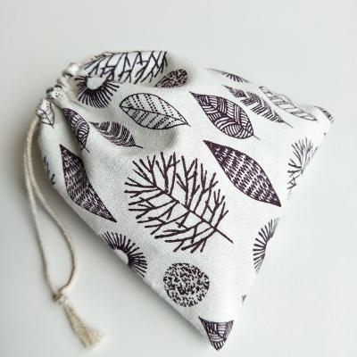 China Custom Organic Rope Handle Wholesale Eco Cotton Printed Jewelry Gift Pouches Small Cotton Drawstring Bags for sale